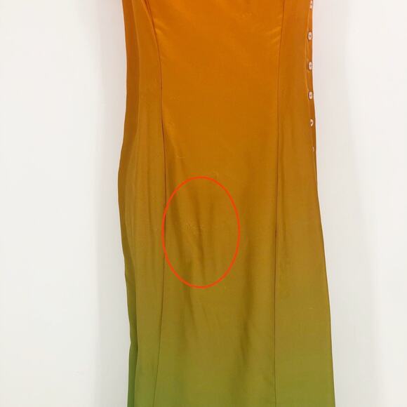 SAMSOE SAMSOE Women's Annah Midi Slip Dress XS Orange Green Ombre Dip Dyed - Picture 7 of 16
